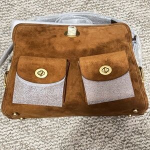 Coach Haversack Satchel Bag Brown Suede NWT